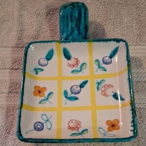 Hand-Painted Floral Ceramic Trivet
